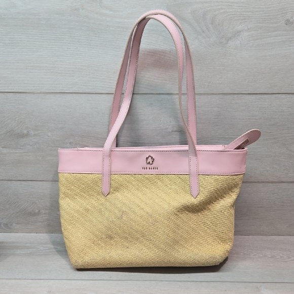Ted Baker Handbags - Ted Baker Women Pink& Tan Tote Bag Summer Espadrille Purse